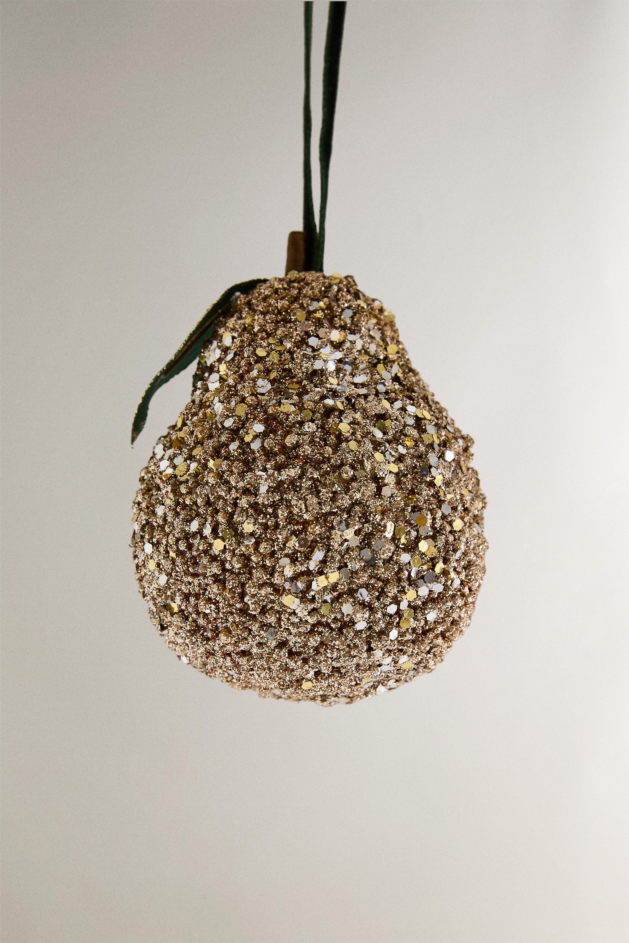 GLITTERY PEAR CHRISTMAS TREE ORNAMENT